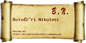 Bolvári Nikolett névjegykártya